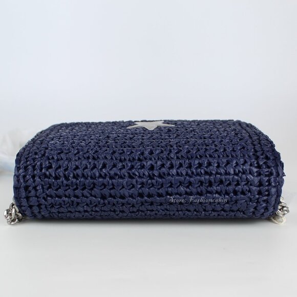 NEW STELLA MCCARTNEY Star Faux Raffia Chain Shoulder Bag - Picture 9 of 16